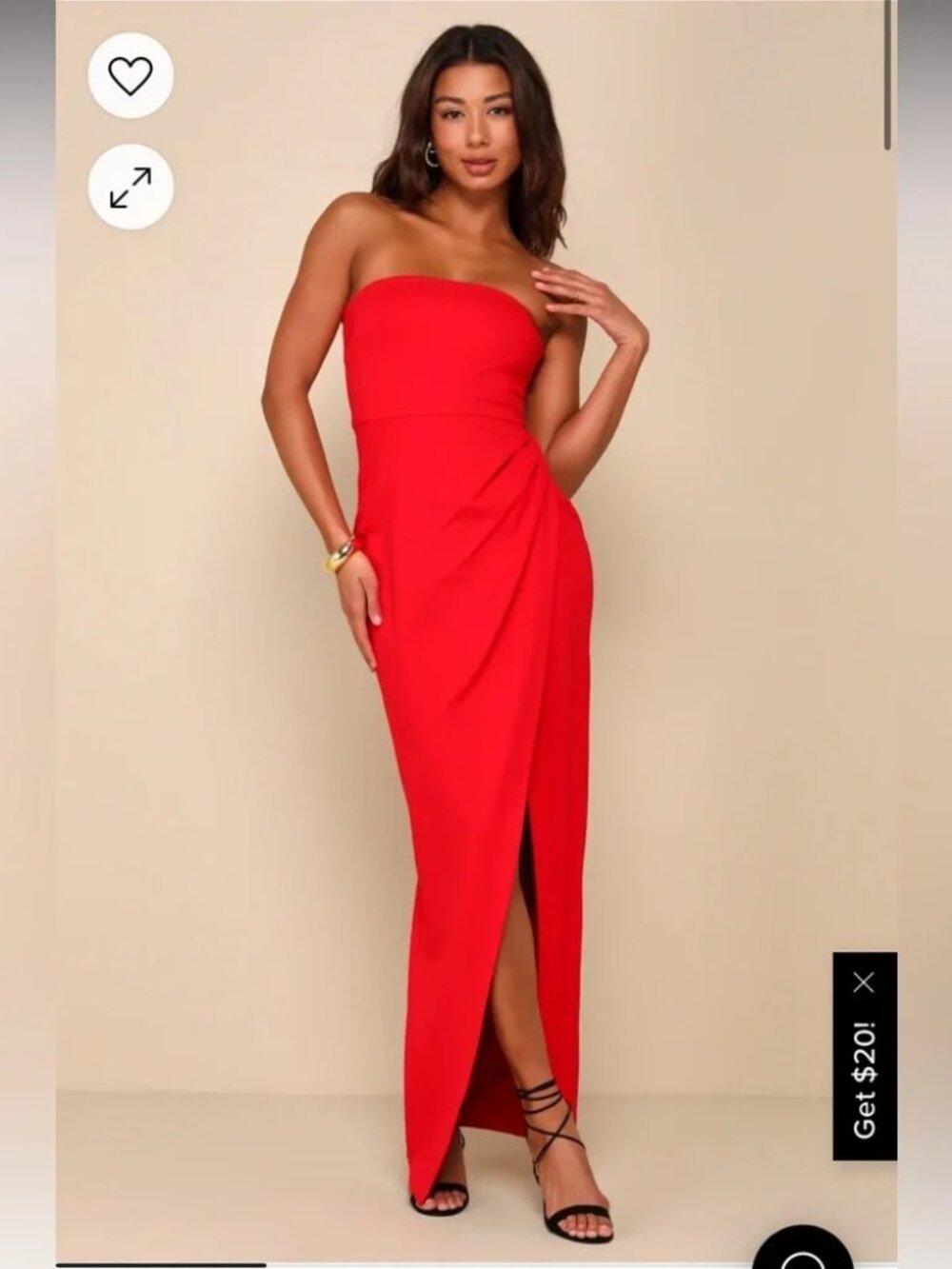 Lulu's Dramatic Sensation Red Strapless Tulip Maxi Dress Size Small